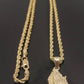 10k Yellow Gold Rope Chain  26" Praying Hand Charm Cross Pendant