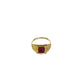 10K Real Gold Red CZ Square Ring Mens Signet Pinky Bold Statement Ring