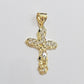 Real 10k Gold Jesus Cross Charm Chain Set Miami Cuban Link Necklace 2.5mm 18-26"