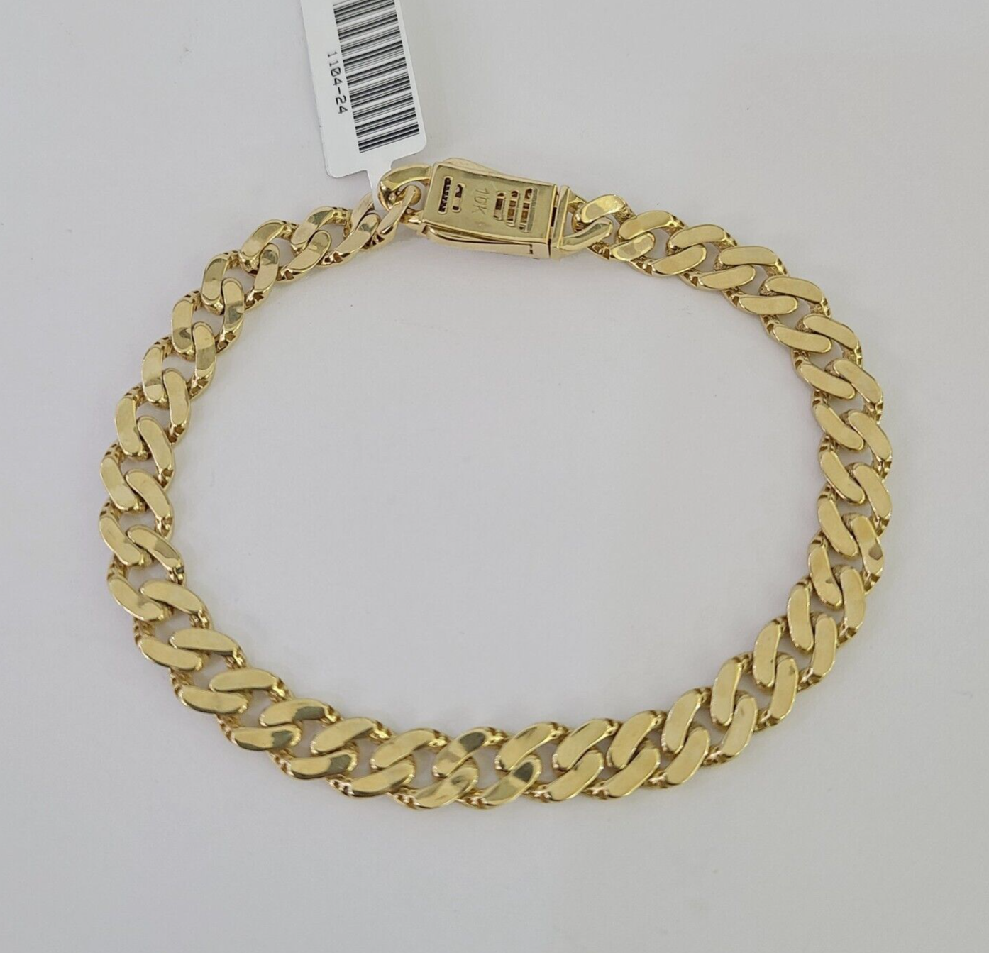 Real 10K Gold Royal Monaco Bracelet 8" Box Clasp 7mm Genuine Unisex