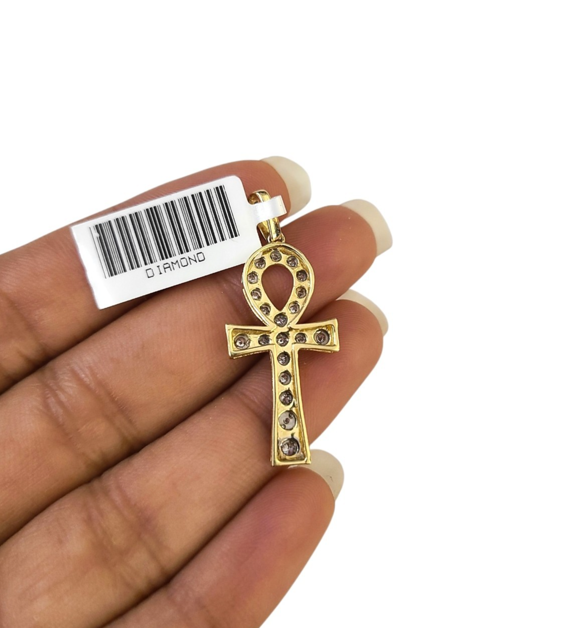 Real 10k Yellow Gold Cross Diamond Charm Pendant 1.5'' inch Genuine 10kt