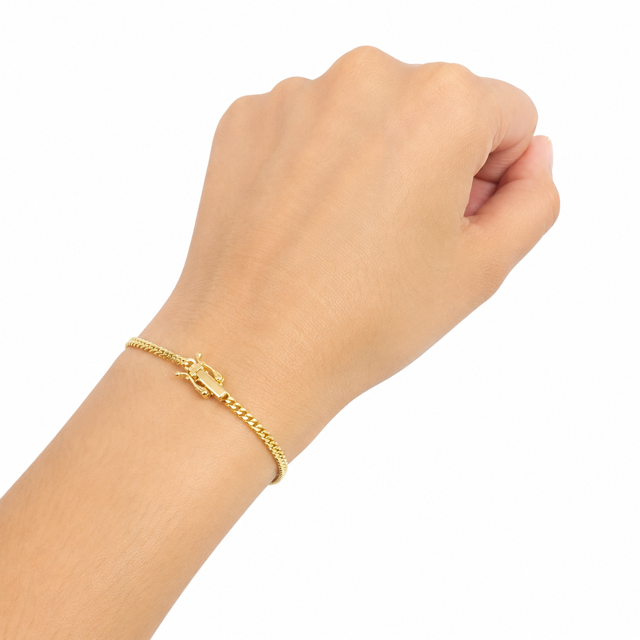 10k Real Solid Gold Miami Cuban Bracelet 2mm Link 7" inch Women Ladies