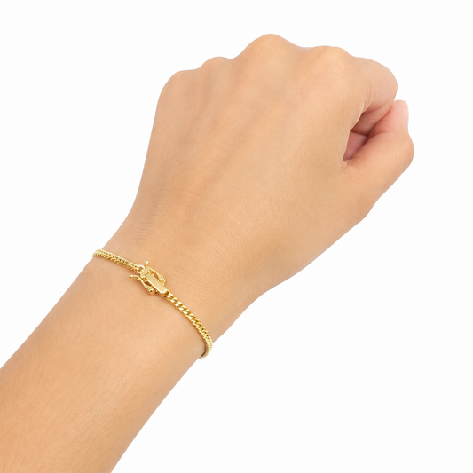 10k Real Solid Gold Miami Cuban Bracelet 2mm Link 7" inch Women Ladies