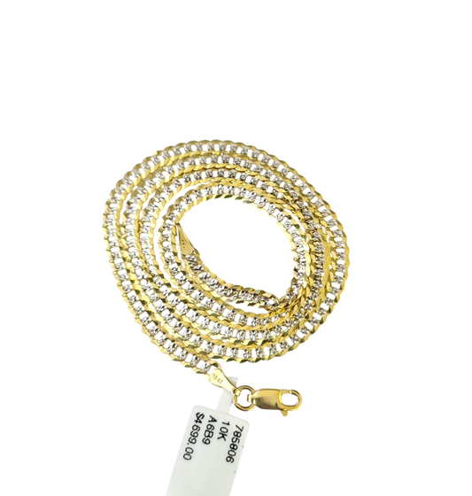 10k Yellow Gold Necklace Cuban Curb Chain 4mm 18"-28" inch Diamond Cuts 10kt