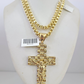 Real 10k Gold Byzantine Necklace Jesus Cross Charm SET Chain 20"-30" 4mm