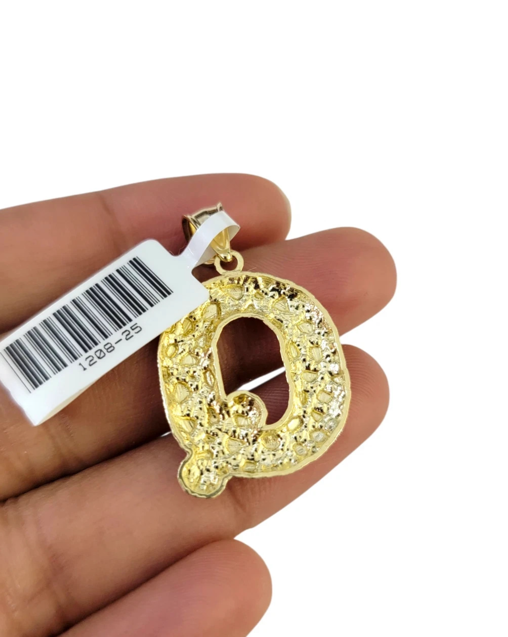 10k Gold Q Nugget Initial Charm Franco Chain 2.5mm 16"-26" Pendant Necklace SET