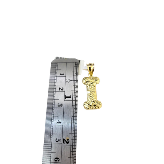 Real Gold 10k Chain Pendant SET I Initial Charm Miami Cuban Link Necklace 2.5mm