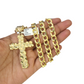 10k Real Gold Cuban Curb Chain Nugget Christ Cross Pendant SET 8mm Necklace Men
