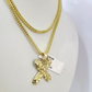 10k Gold Franco Chain 2.5mm 16"-26" X Nugget Initial Charm Pendant Necklace SET