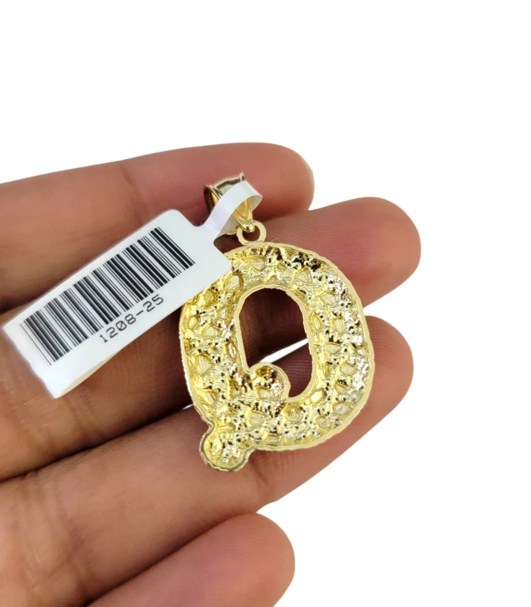 Real 10k Rope Chain Q Initial Charm 3mm 18"-28" Necklace Nugget Set Pendant Gold