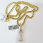 10K Gold Miami Cuban Chain I Diamond Initial 20"-28" 3mm Pendant Necklace SET