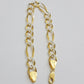 Mens Real 10k Yellow Gold Figaro Link Bracelet Diamond Cut 6.5 mm Solid 8 Inch