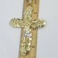 Real 10k Yellow Gold Jesus Cross Pendant with 26" Inch Cuban Chain Box Lock Set