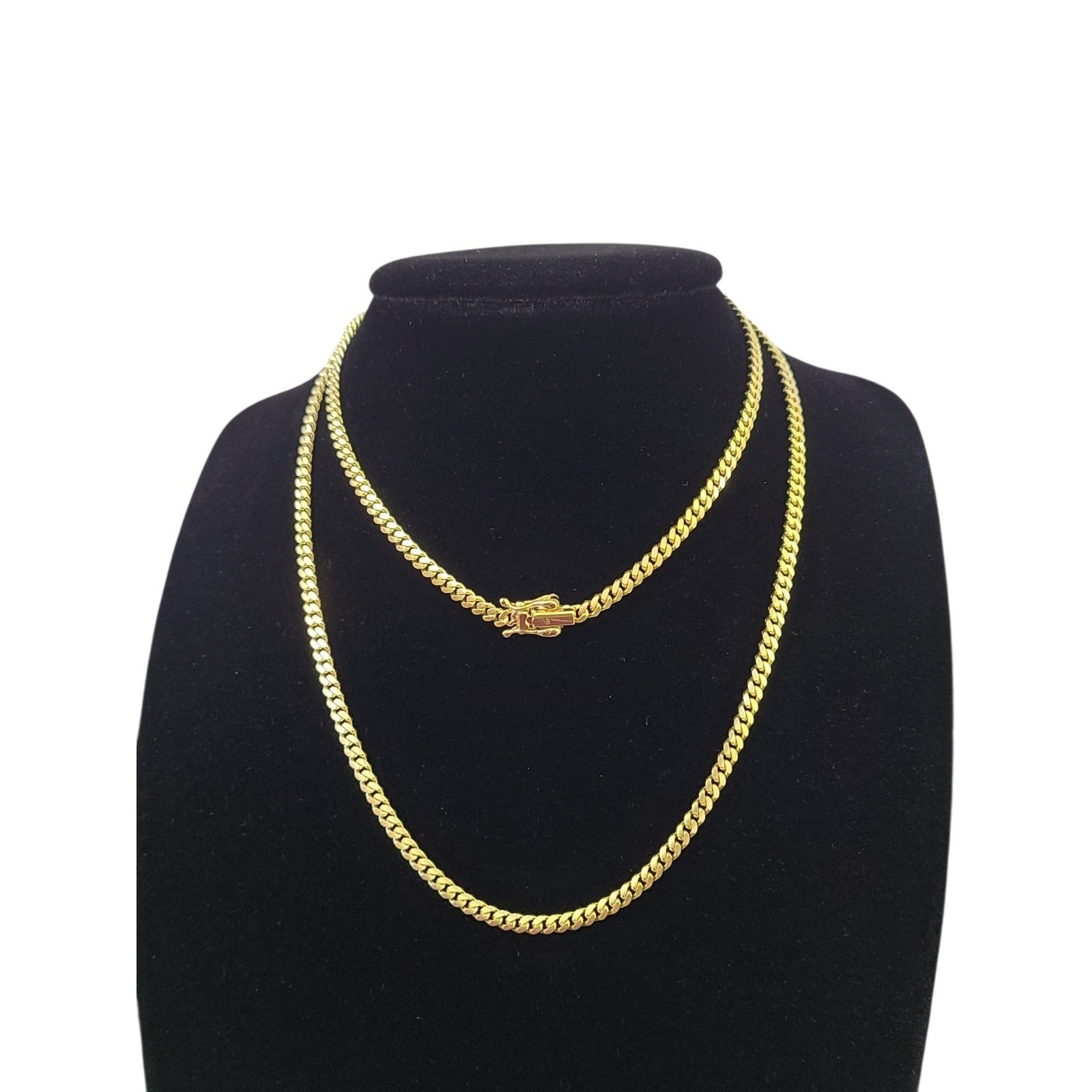 10k Solid Gold Miami Cuban Link Chain 3mm Necklace 18 20 22 24 Inches Men Women