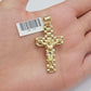 Real 10k Gold Cross pendant Franco chain SET 3mm Necklace & Jesus Charm Men's