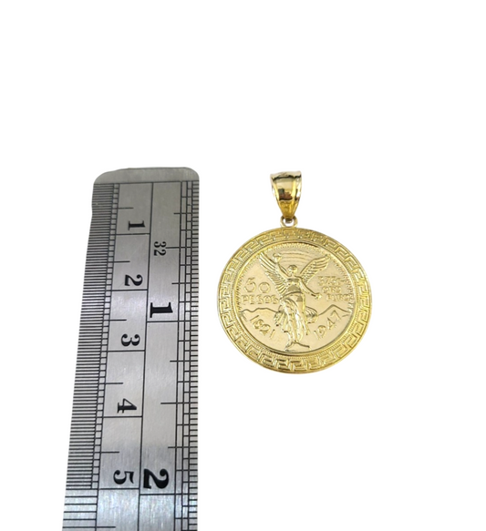 Real 10k Rope Chain Centenario 50 Pesos Charm Necklace SET 4mm 18"-24" Pendant