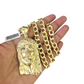 10k Yellow Gold Cuban Curb Chain SET Christ Face Pendant Charm 8mm Necklace Men