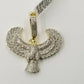 10k Yellow Gold Genuine Diamond American Eagle Charm Flying bird Pendant Real