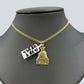 Dollar Bag 10k Gold Charm Pendant With Miami Cuban Chain 3mm  "Every Body EATS"