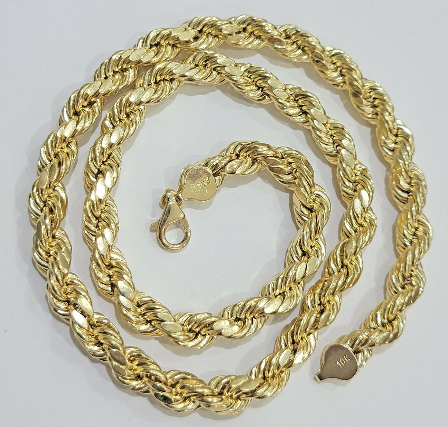 10K Yellow Gold Thick Rope Chain 22" 8mm Real 10k Necklace