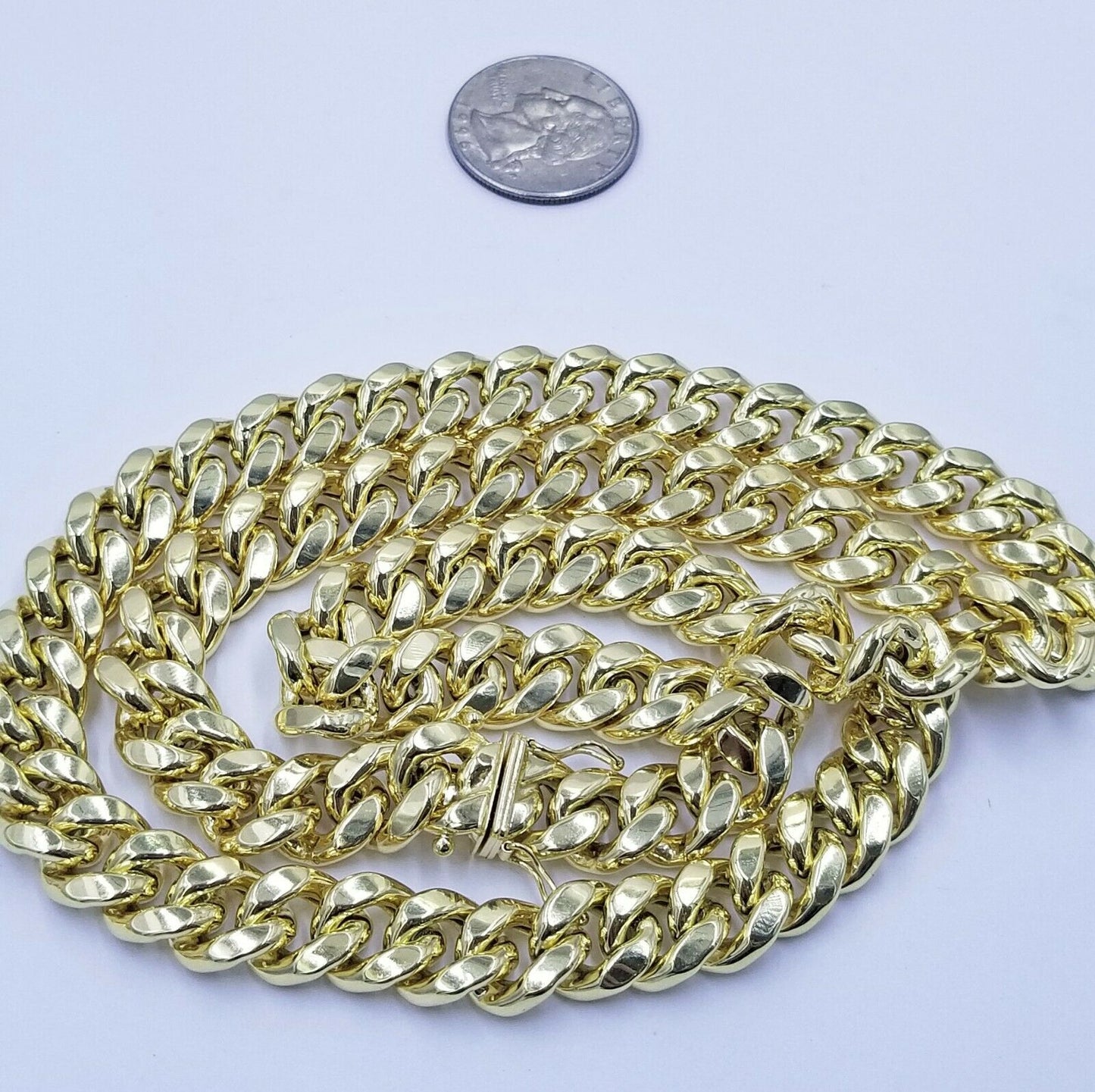 Real 10k Gold Chain 20"- 28" Miami Cuban link Necklace REAL 6mm-12mm REAL GOLD