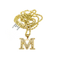 10k 2.5mm Rope Chain M Initial Alphabet Pendant 16"-28" Gold Set Charm Necklace
