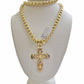 REAL 10k Gold byzantine Chain Cross Pendant Set 5mm Necklace & Jesus Crucifix