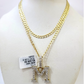 10k Gold Chain Necklace Cuban Curb M Diamond Initial Pendant Set 3mm 20"-30"