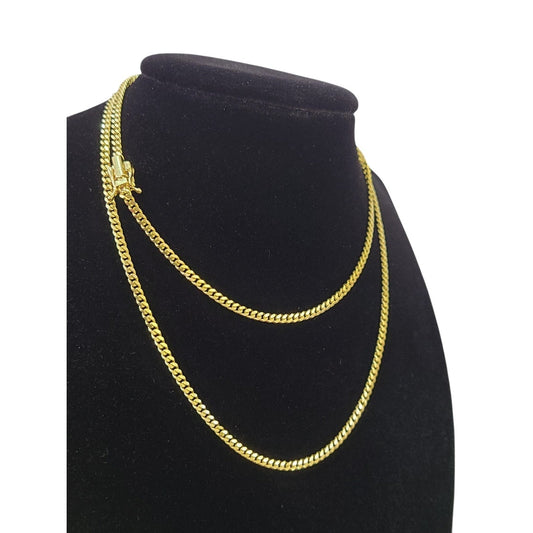 10K SOLID Gold Miami Cuban Link Chain 2mm 24" Inch Men Women Real Necklace
