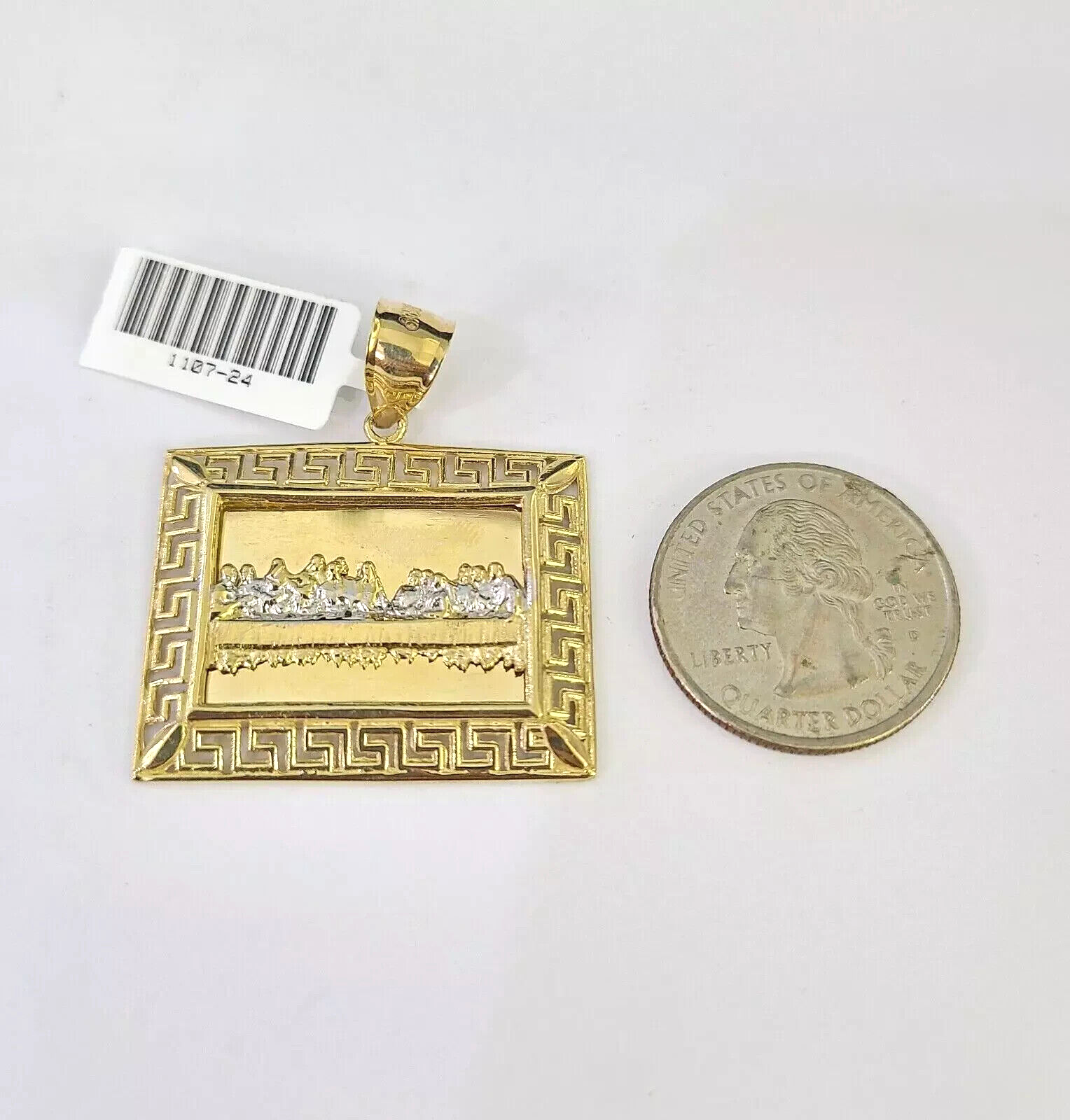 10kt Solid Gold Rope Chain Last Supper Charm Pendant 20-28'' Inches Necklace 4mm