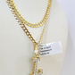 10k Gold Chain Necklace L Diamond Initial Pendant Set Cuban Curb 3mm 20"-30"