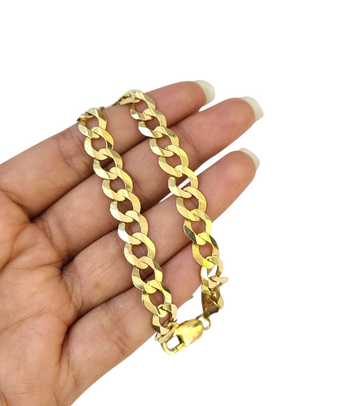 Real 10k Yellow Gold Bracelet Solid Cuban Curb 8 Inch 8mm 10kt Bracelet