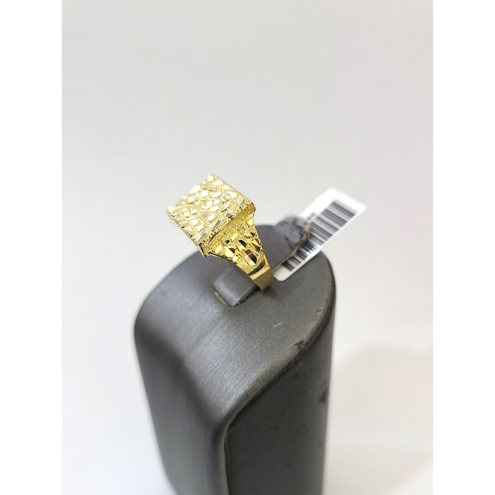 Real 10k Nugget Square Ring Yellow Gold Men 10Kt Genuine