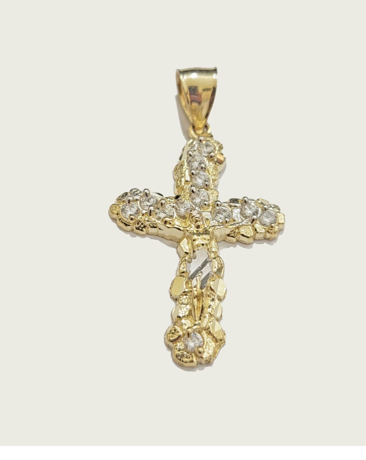 Real 10k Gold Jesus Cross Charm Chain Set Miami Cuban Link Necklace 2.5mm 18-26"