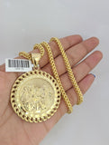 10k Yellow Gold Franco Chain Last Supper Charm Pendant 4mm 18-28 Inches Necklace