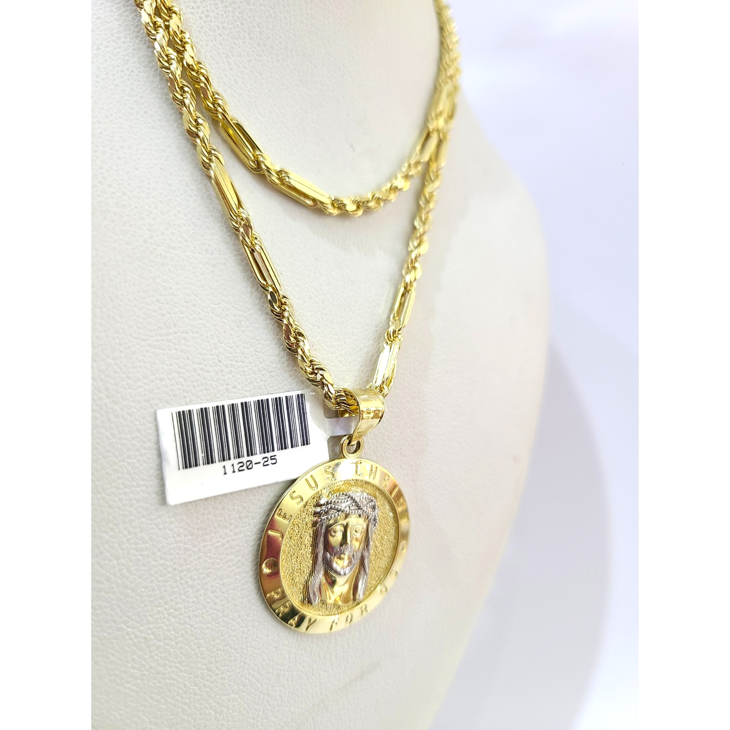 Real 10k Gold Milano Chain Jesus Christ Pendant Charm 18"-28" 3mm SET Necklace