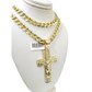10k Yellow Gold Cuban Curb Chain Holy Cross Pendant SET Charm 8mm Necklace Men