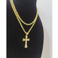 Real 10K Gold Rope Chain 3mm Religious Cross Charm Set Men Women 18"-28"