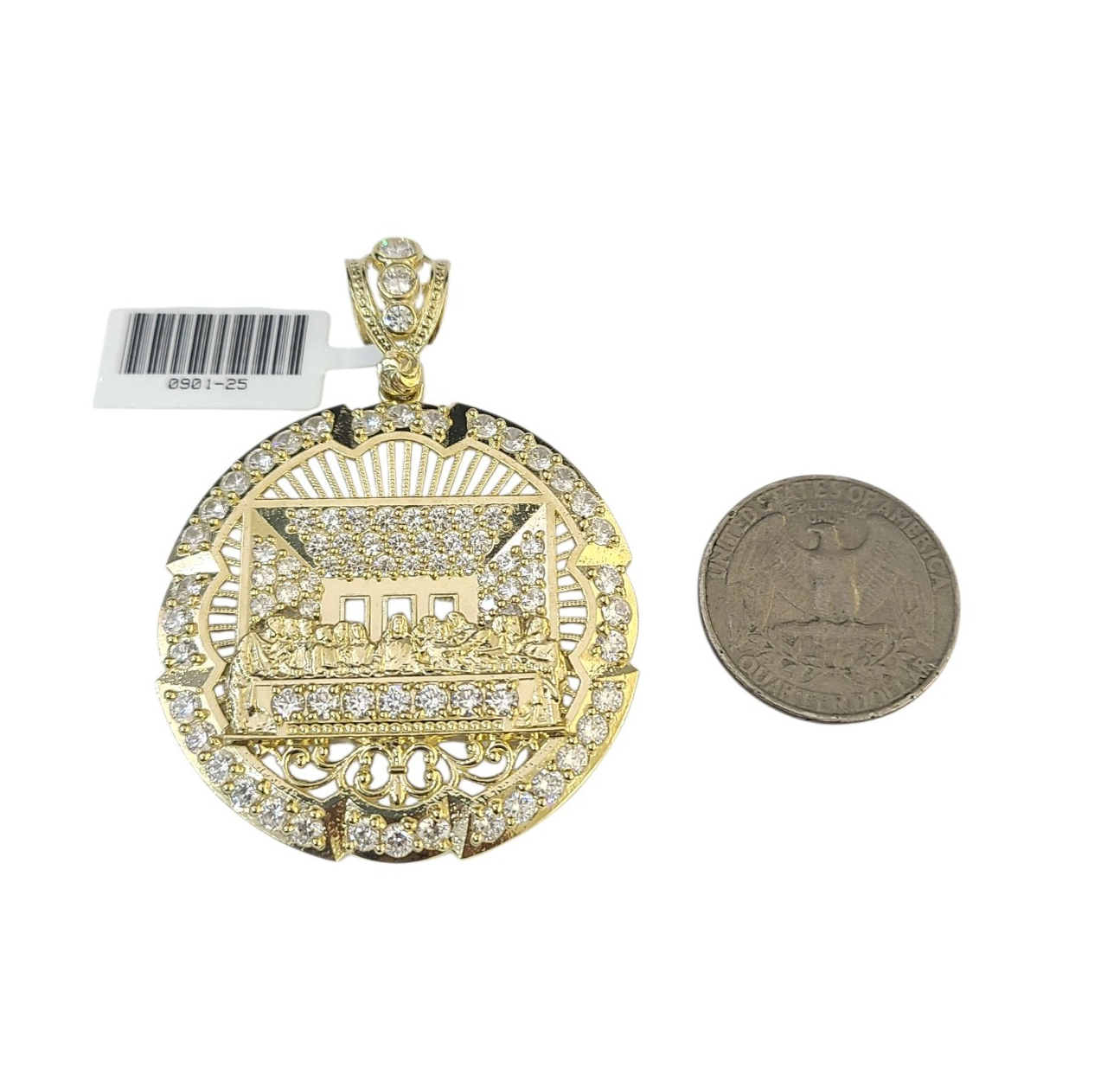 Real 10k Rope Chain Last Supper Necklace Pendant Set 7mm 20"-30" Gold Men