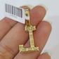 10k Gold Chain Necklace L Diamond Initial Pendant Set Cuban Curb 3mm 20"-30"