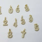 Real 10k Yellow Gold Diamond Number Charm Pendants for Men Women Bubble Letters
