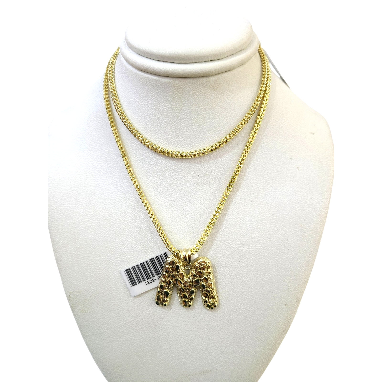 Real 10k Gold Franco Chain 2.5mm 16"-26" M Initial Charm Pendant Necklace SET