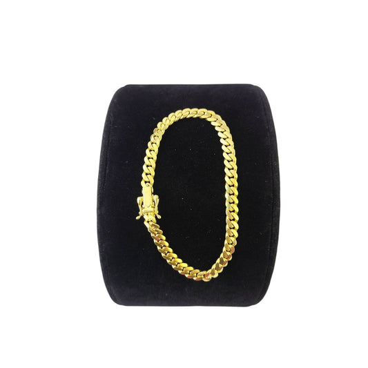 10k Real Solid Gold Miami Cuban Bracelet 5mm Link 7" inch Women Men