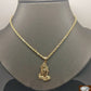 10k Yellow Gold Rope Chain  26" Praying Hand Charm Cross Pendant