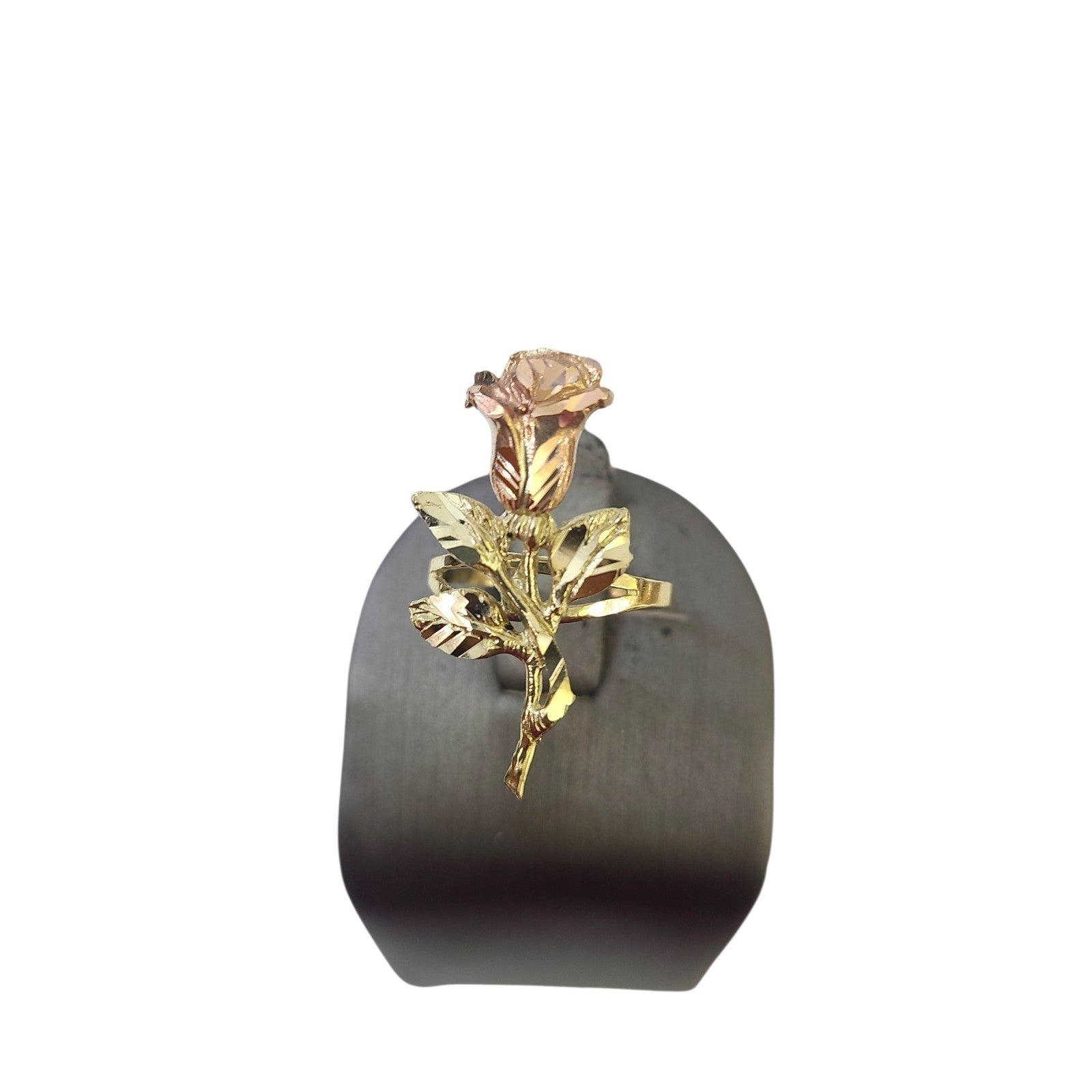 10k Gold Rose Flower Ring Two Tone Pink Yellow Gold Floral Open Ring Ladies
