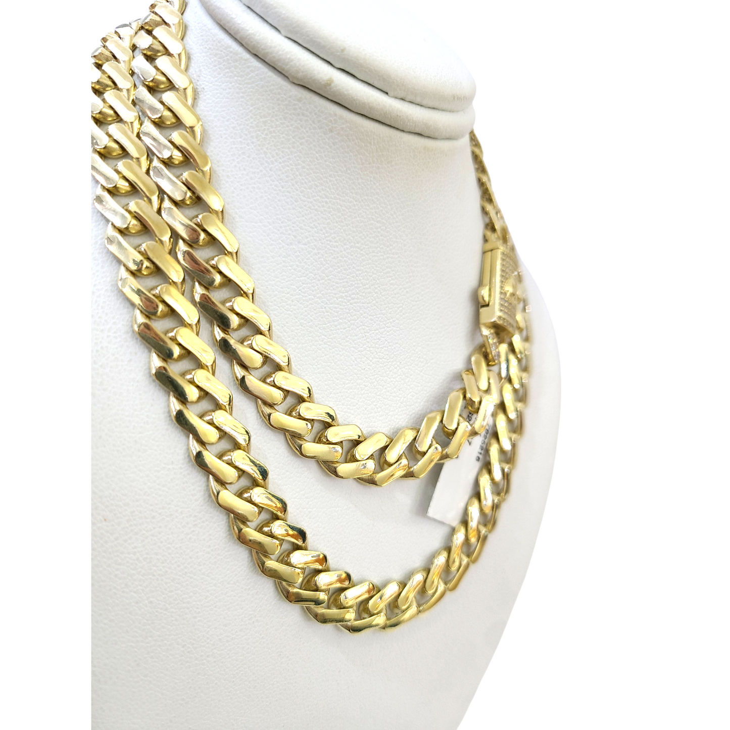 Real 10k Gold Chain 9mm Monaco Cuban Link Necklace 24'' Men's 10kt Yellow Gold
