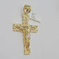 14k Yellow Gold Cross Nugget Pendant Jesus Crucifix 3 Inch 14kt Gold Men's REAL