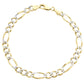 Mens Real 10k Yellow Gold Figaro Link Bracelet Diamond Cut 6.5 mm Solid 9 Inch