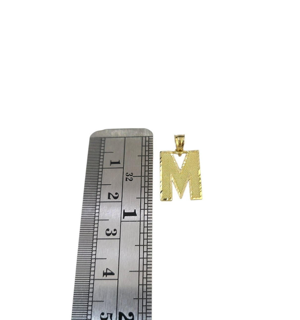 10K Yellow Gold M Initial Charm Pendant Alphabet Real 10kt Men Women