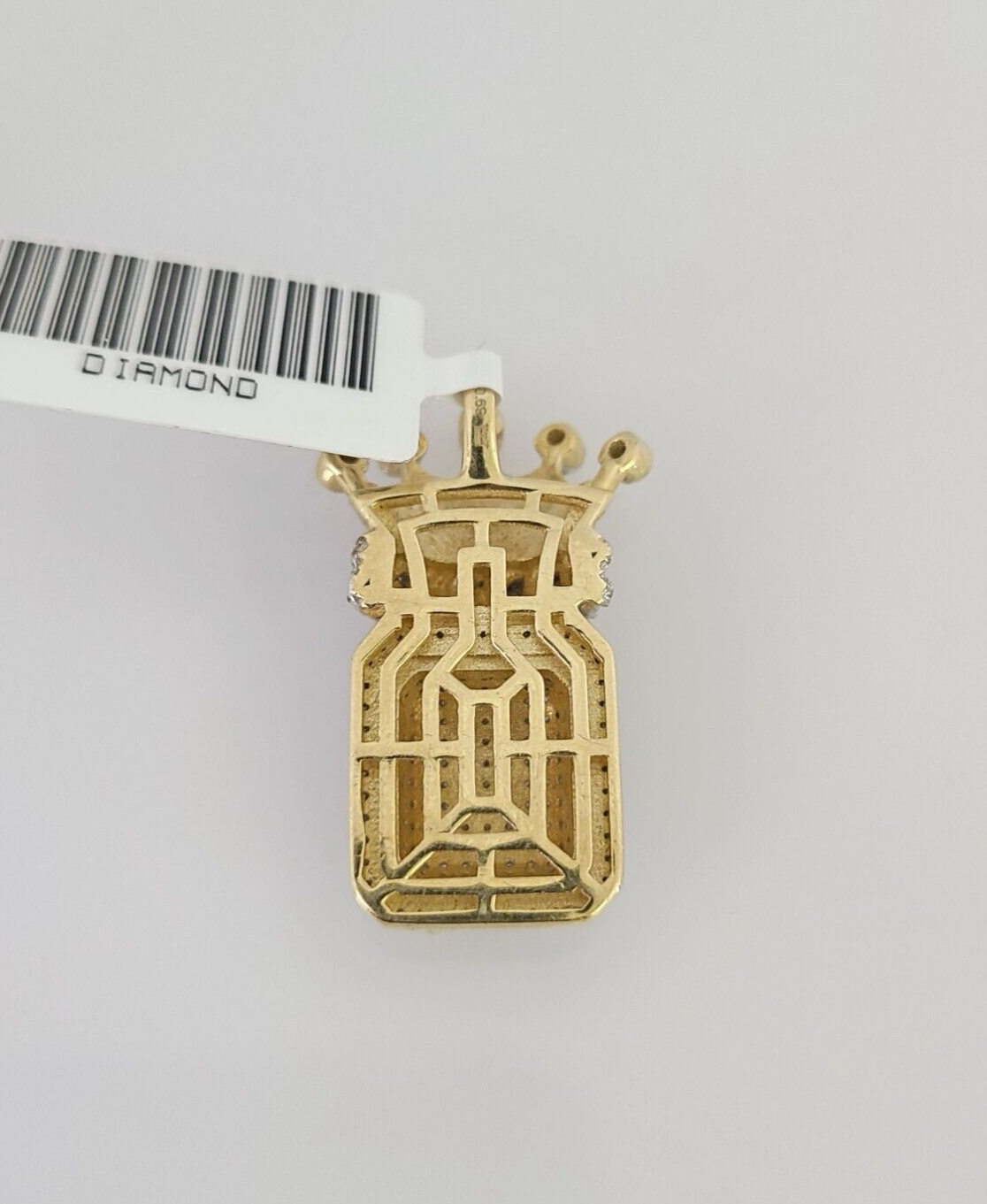 10k Yellow Gold Diamond Crown King Charm Real 10Kt Pendant Natural Genuine